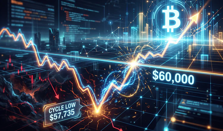 Bitcoin Prints a Cycle Low at $57,735, Then Reclaims $60,000
