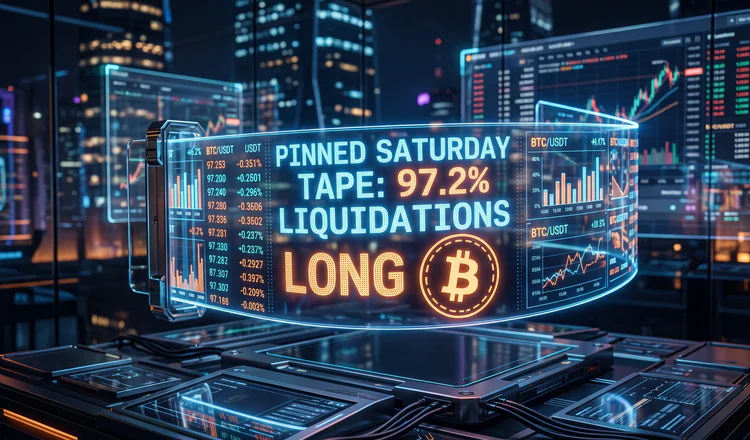 A Pinned Saturday Tape With 97.2% of Liquidations Long