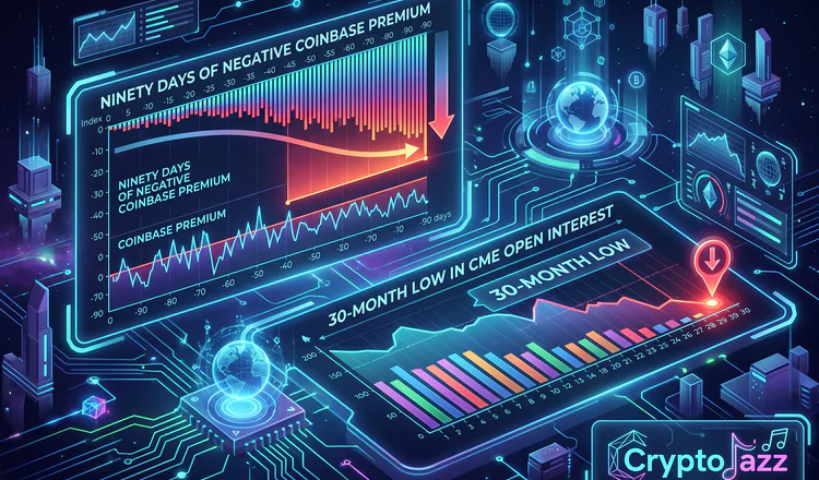 Ninety Days of Negative Coinbase Premium and a 30-Month Low in CME Open Interest