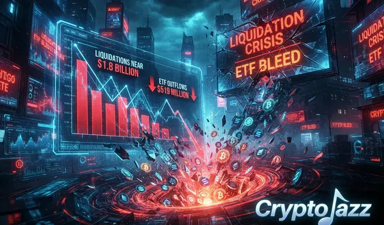 Crypto Liquidations Near $1.8 Billion in a Day as ETFs Bleed $519 Million