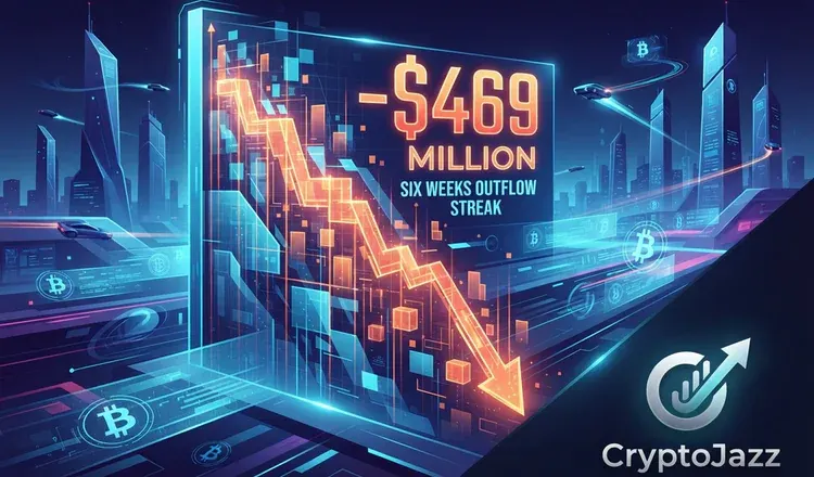 Spot Bitcoin ETFs Lose $469 Million as the Outflow Streak Reaches Six Weeks