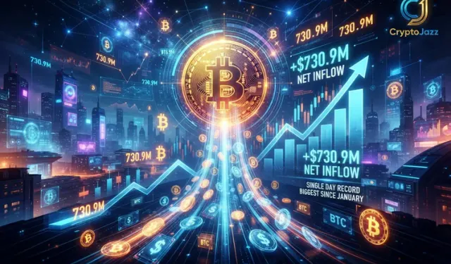 Bitcoin ETFs Take $730.9M in a Day, Their Biggest Since January