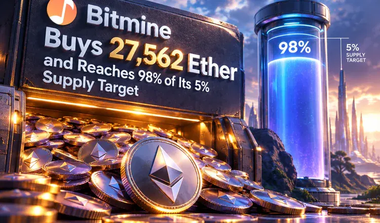 Bitmine Buys 27,562 Ether and Reaches 98% of Its 5% Supply Target