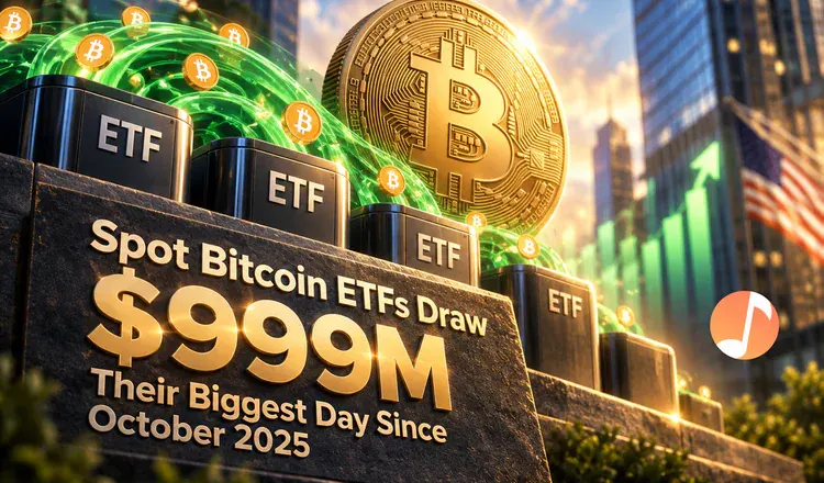 Spot Bitcoin ETFs Draw $999M, Their Biggest Day Since October 2025