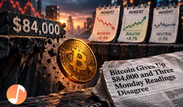 Bitcoin Gives Up $84,000 and Three Monday Readings Disagree