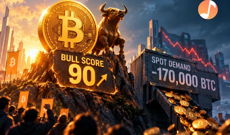 Bitcoin's Bull Score Hits 90 While Spot Demand Falls 170,000 BTC