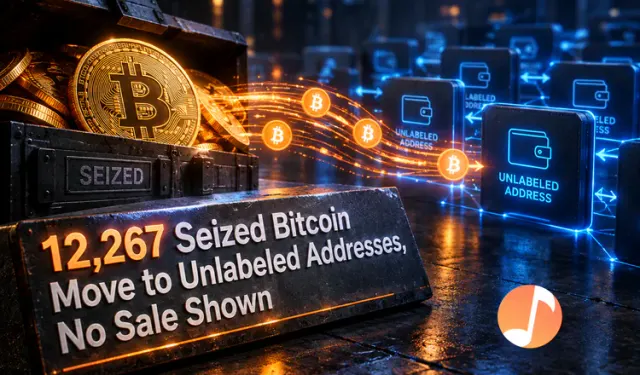 12,267 Seized Bitcoin Move to Unlabeled Addresses, No Sale Shown