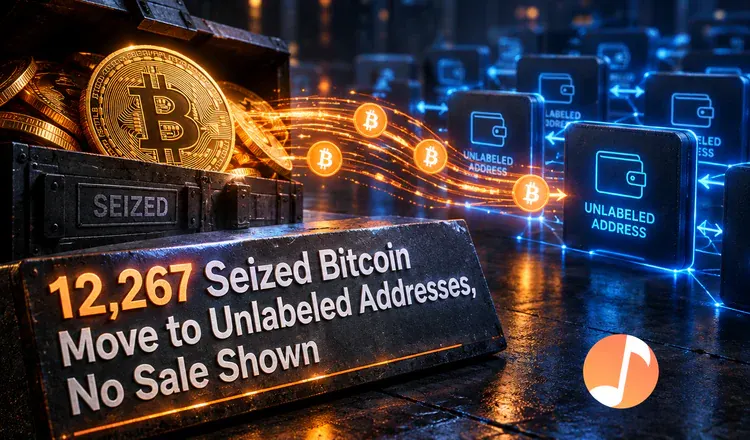 12,267 Seized Bitcoin Move to Unlabeled Addresses, No Sale Shown