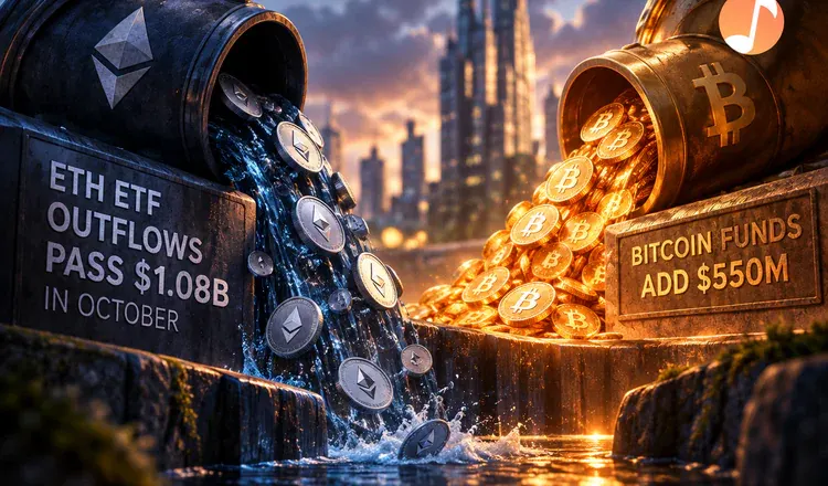 Ether ETF Outflows Pass $1.08B in October as Bitcoin Funds Add $550M