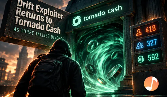 Drift Exploiter Returns to Tornado Cash as Three Tallies Diverge
