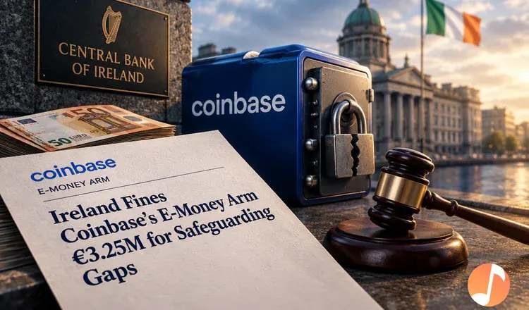 Ireland Fines Coinbase's E-Money Arm €3.25M for Safeguarding Gaps