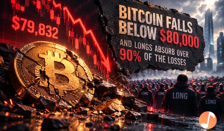 Bitcoin Falls Below $80,000 and Longs Absorb Over 90% of the Losses