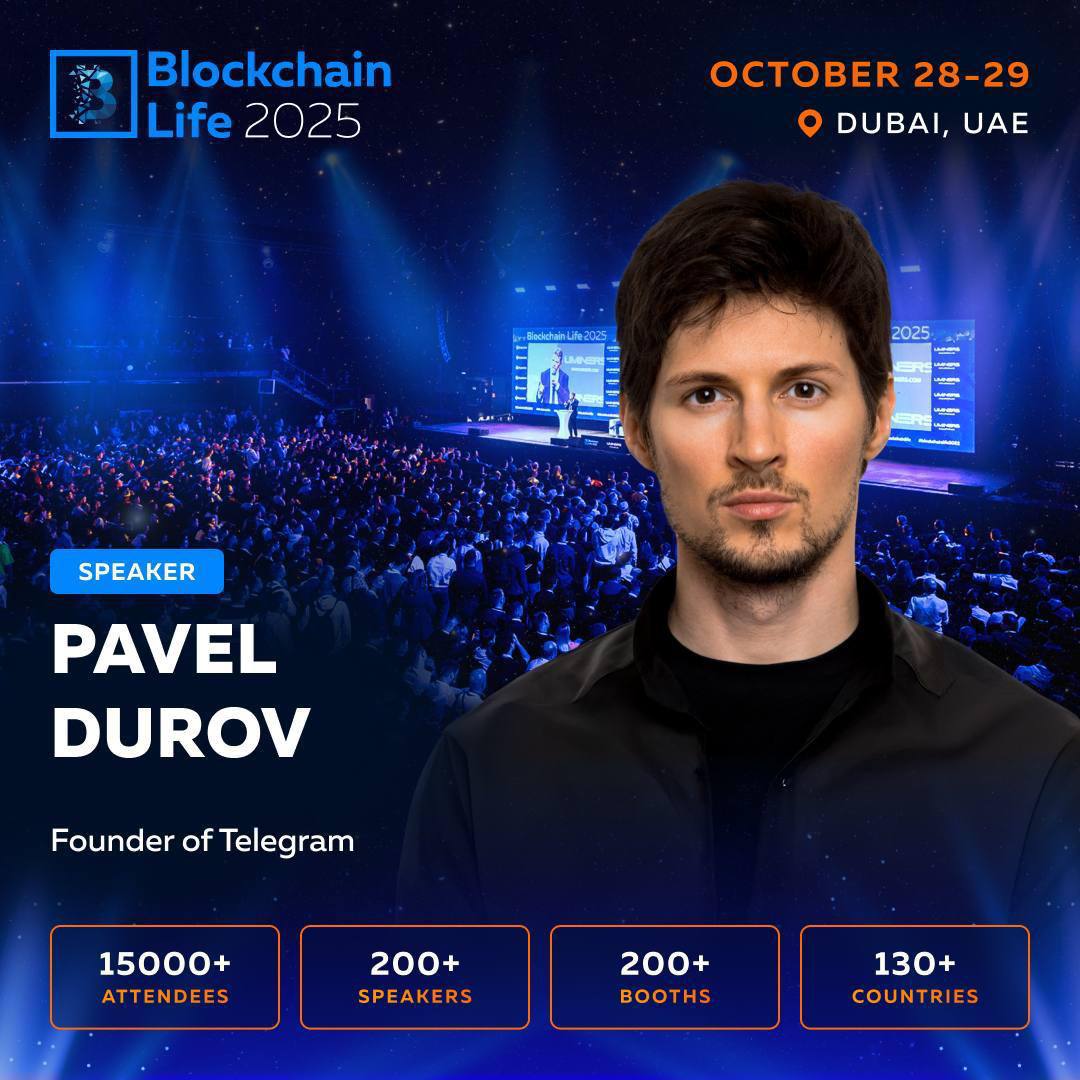 Pavel Durov to Speak at Blockchain Life 2025 in Dubai